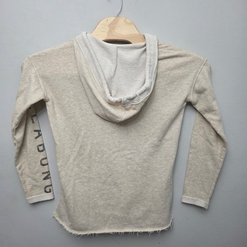 Billabong Cali Love Hoodie Womens Medium Oatmeal Graphic Raw Hem Surf - Picture 8 of 12